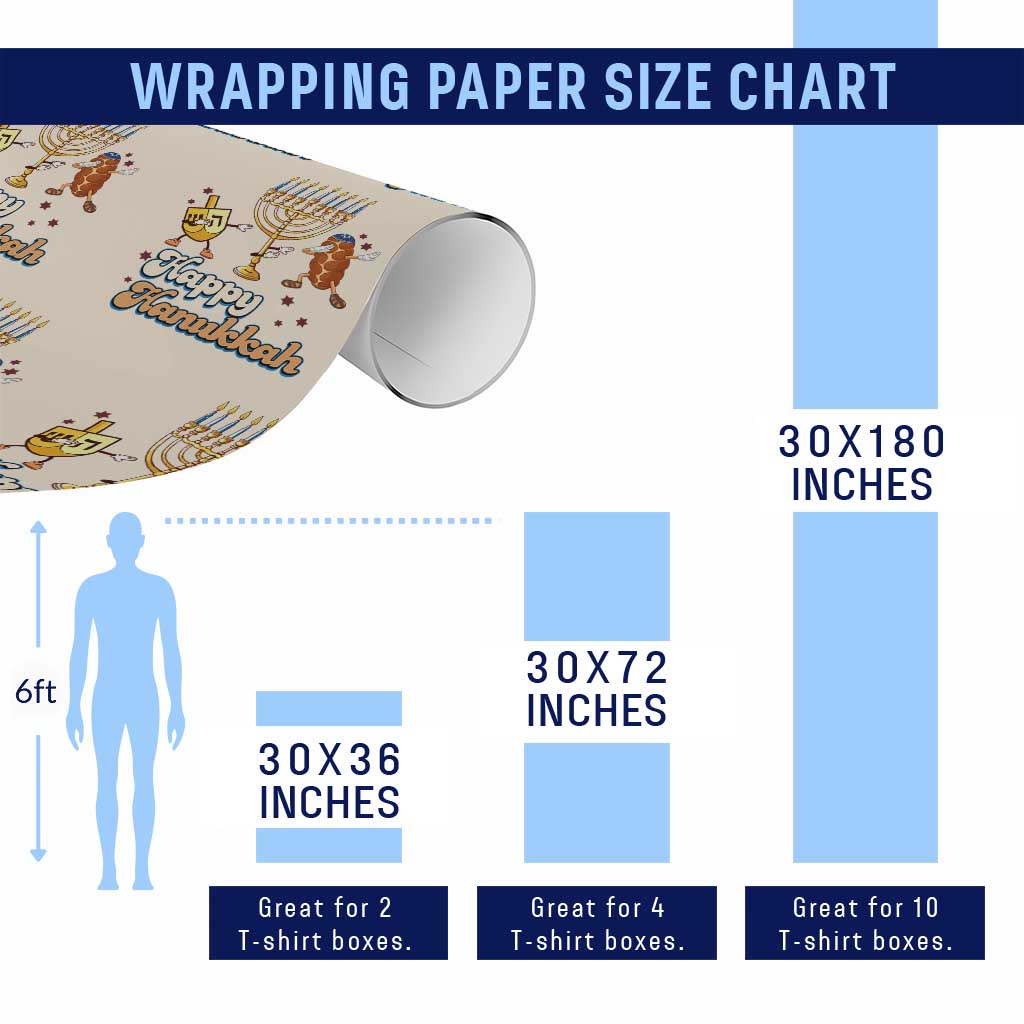 Funny Hanukkah Wrapping Paper Roll Dab Dreidel Menorah Challah Gift - Wonder Print Shop