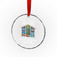 Funny Hanukkah Xmas Crystal Glass Ornament In This House We Celebrate Love Chrismukkah TS11