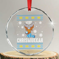 Funny Hanukkah Xmas Crystal Glass Ornament Merry Chrismukkah Reindeer David Stars Menorah TS11