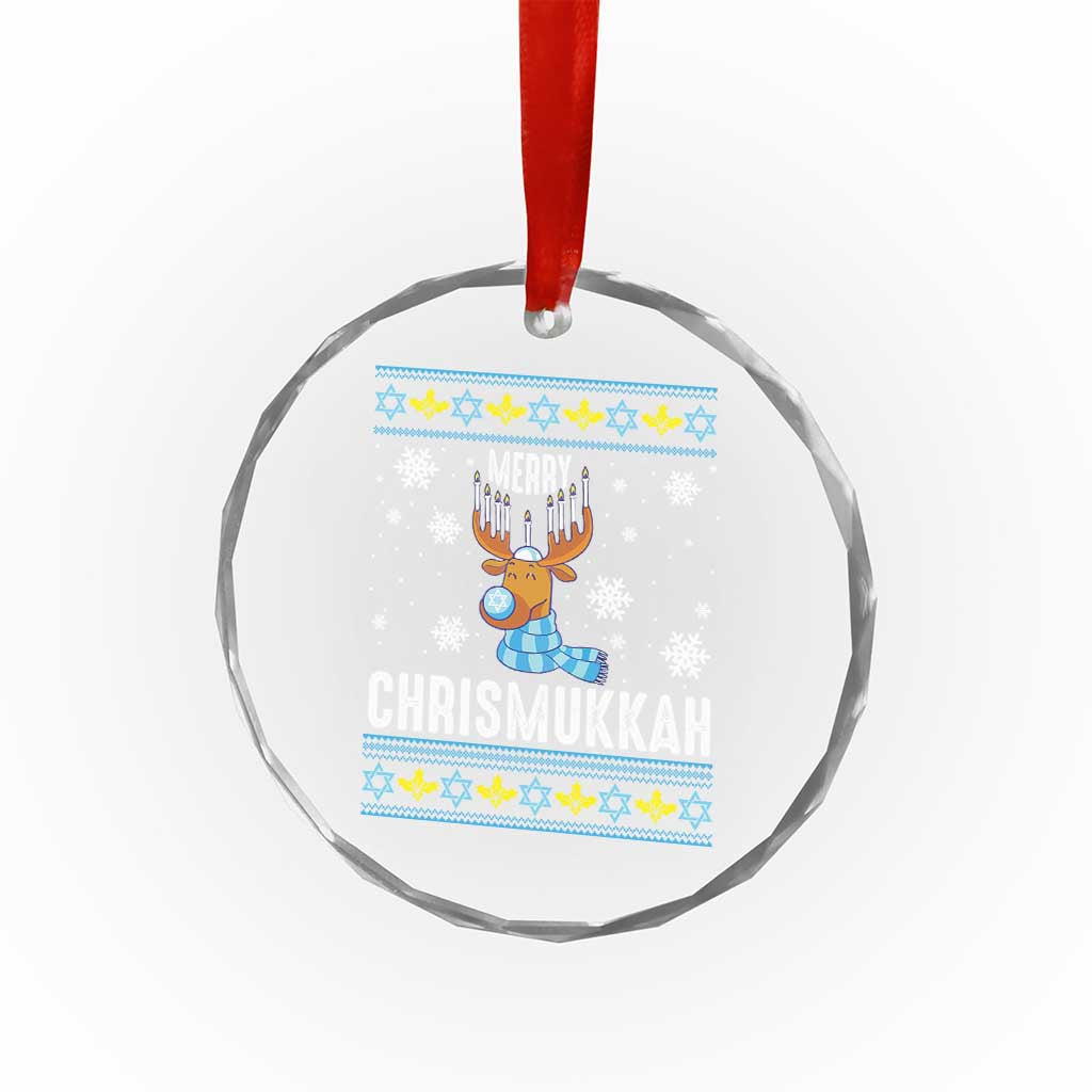 Funny Hanukkah Xmas Crystal Glass Ornament Merry Chrismukkah Reindeer David Stars Menorah TS11