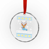 Funny Hanukkah Xmas Crystal Glass Ornament Merry Chrismukkah Reindeer David Stars Menorah TS11
