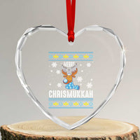 Funny Hanukkah Xmas Heart Crystal Glass Ornament Merry Chrismukkah Reindeer David Stars Menorah - Wonder Print Shop