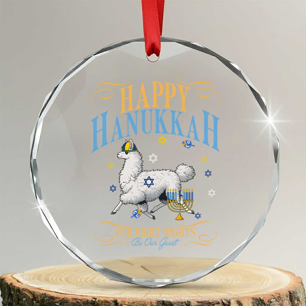 Funny Happy Hanukkah Llama Be Our Guest For Eight Nights Gift Crystal Glass Ornament Funny Hanukkah Gift - Wonder Print Shop