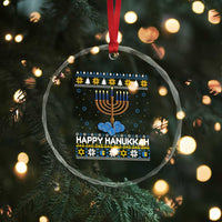 Funny Happy Hanukkah Ugly Sweater Tennis Lover Gift Crystal Glass Ornament - Wonder Print Shop
