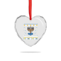 Funny Happy Hanukkah Ugly Sweater Tennis Lover Gift Heart Crystal Glass Ornament - Wonder Print Shop