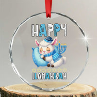 Funny Happy Llamakkah Crystal Glass Ornament Cute Llama Jewish Holiday Gift - Wonder Print Shop