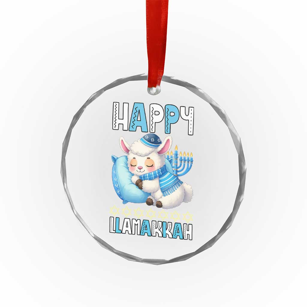 Funny Happy Llamakkah Crystal Glass Ornament Cute Llama Jewish Holiday Gift - Wonder Print Shop