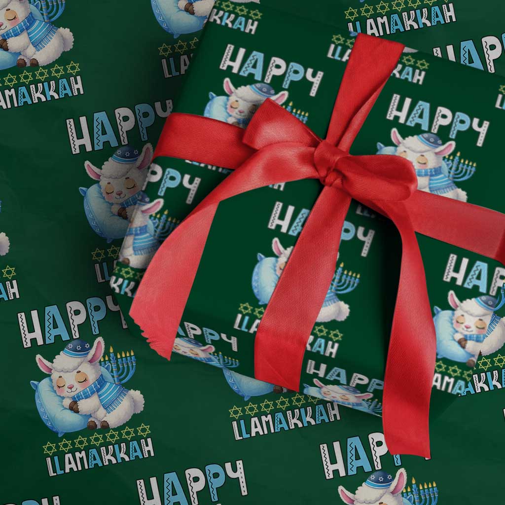 Funny Happy Llamakkah Wrapping Paper Roll Cute Llama Jewish Holiday Gift - Wonder Print Shop