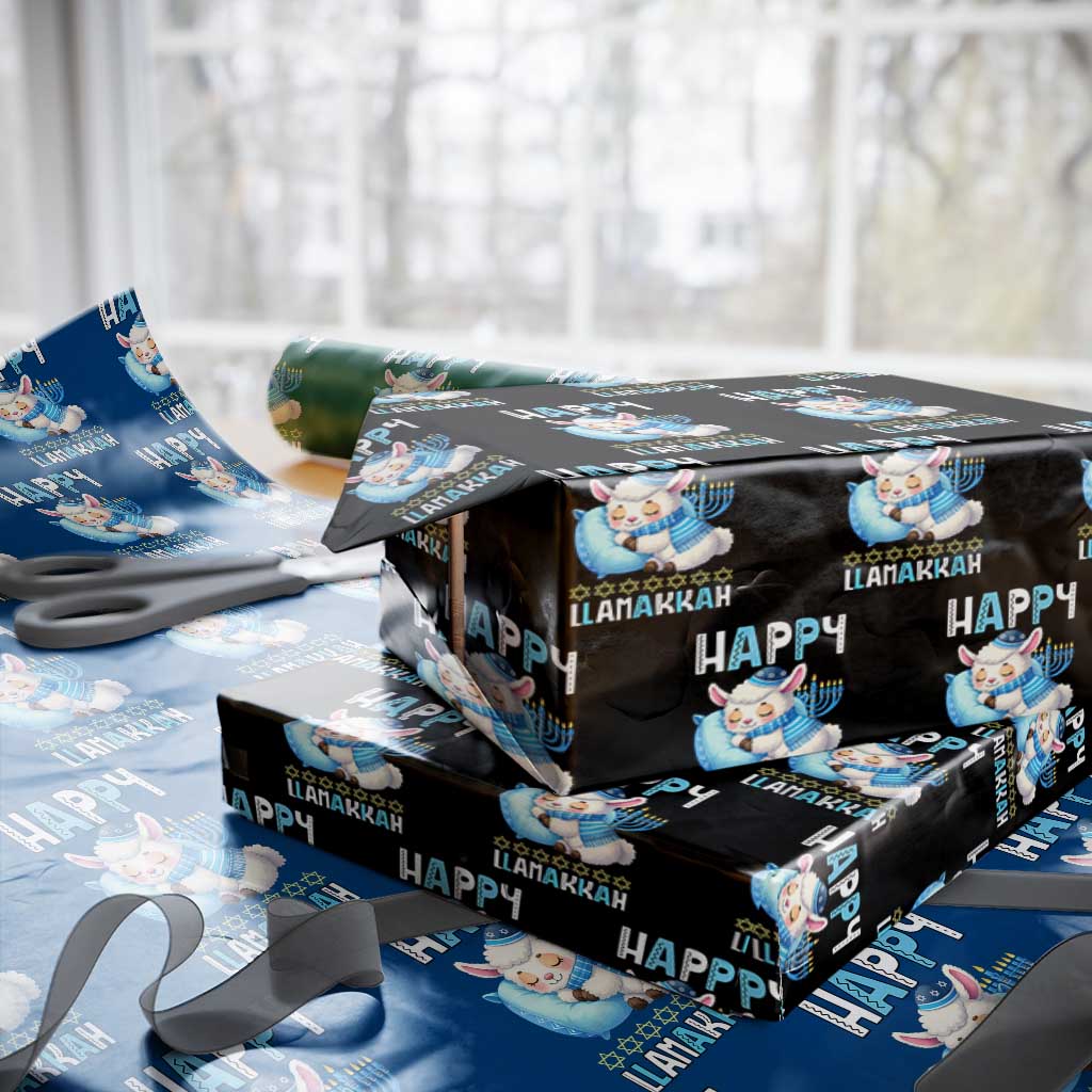 Funny Happy Llamakkah Wrapping Paper Roll Cute Llama Jewish Holiday Gift - Wonder Print Shop