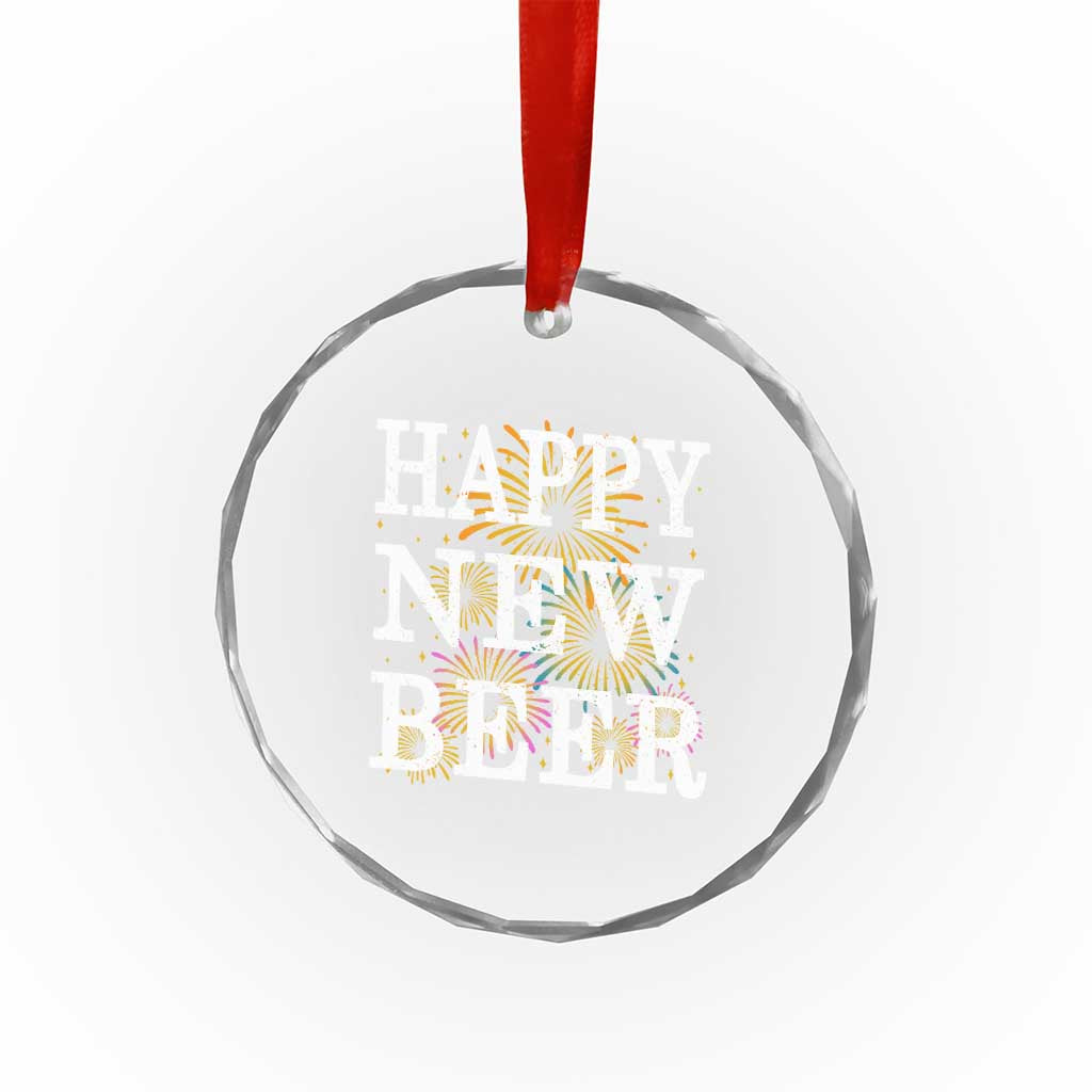 Funny Happy New Beer New Year Crystal Glass Ornament NYE Party Beer Lover Firework - Wonder Print Shop