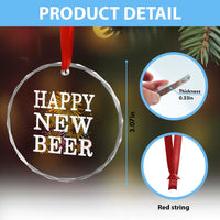 Funny Happy New Beer New Year Crystal Glass Ornament NYE Party Beer Lover Firework - Wonder Print Shop