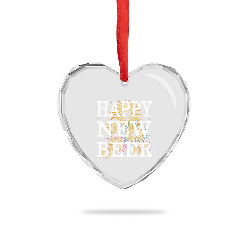 Funny Happy New Beer New Year Heart Crystal Glass Ornament NYE Party Beer Lover Firework - Wonder Print Shop