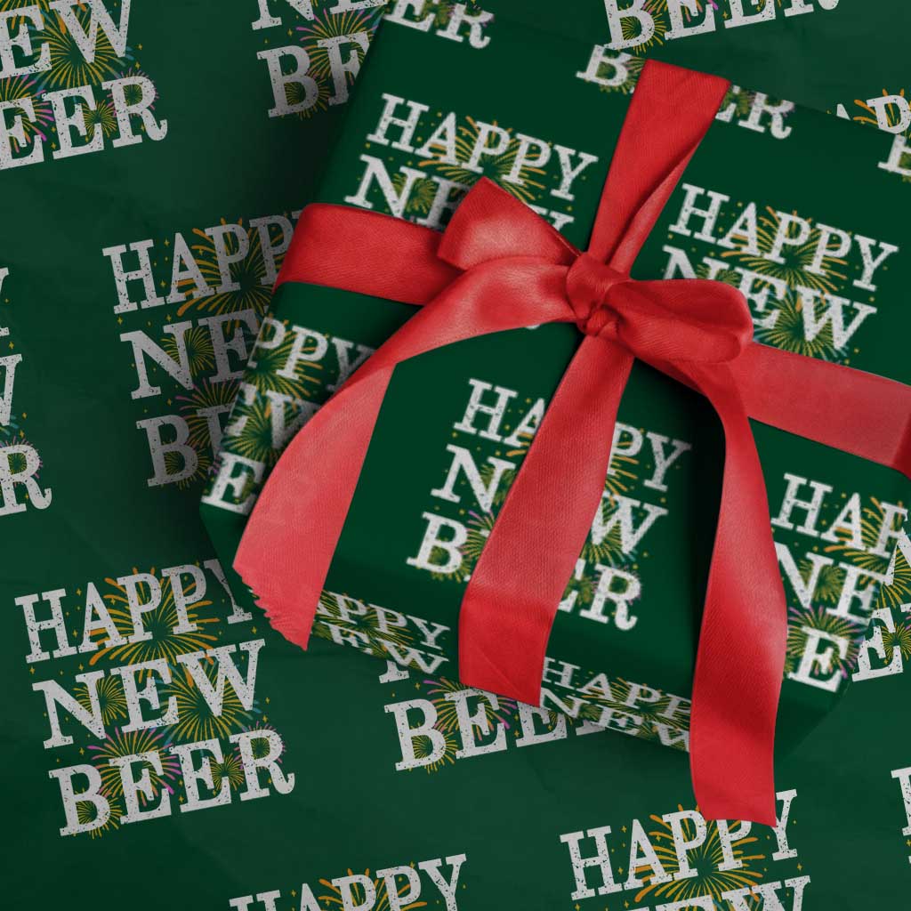 Funny Happy New Beer New Year Wrapping Paper Roll NYE Party Beer Lover Firework - Wonder Print Shop