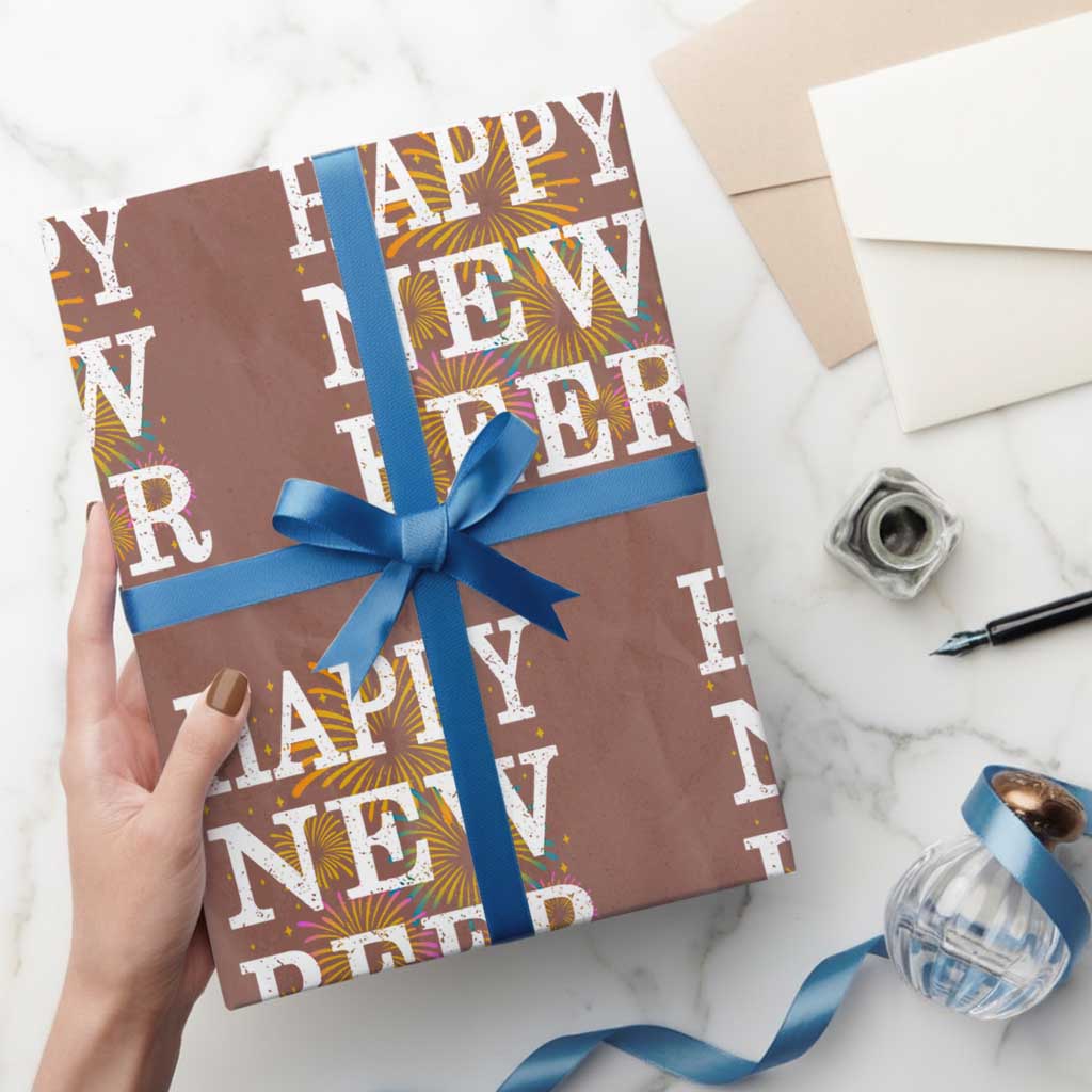 Funny Happy New Beer New Year Wrapping Paper Roll NYE Party Beer Lover Firework - Wonder Print Shop