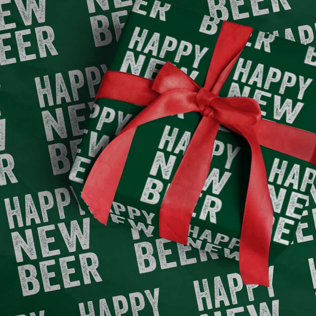 Funny Happy New Beers New Year Wrapping Paper Roll NYE Party Beer Lover - Wonder Print Shop