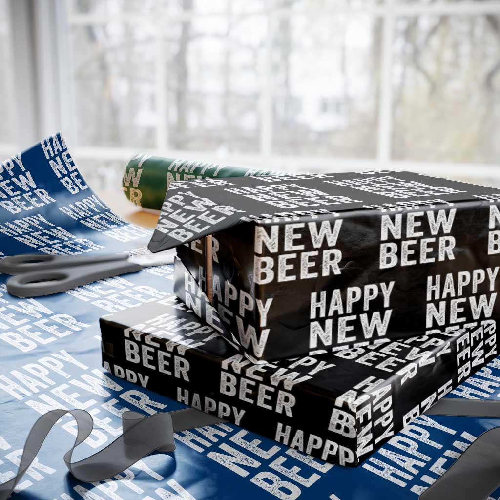 Funny Happy New Beers New Year Wrapping Paper Roll NYE Party Beer Lover - Wonder Print Shop