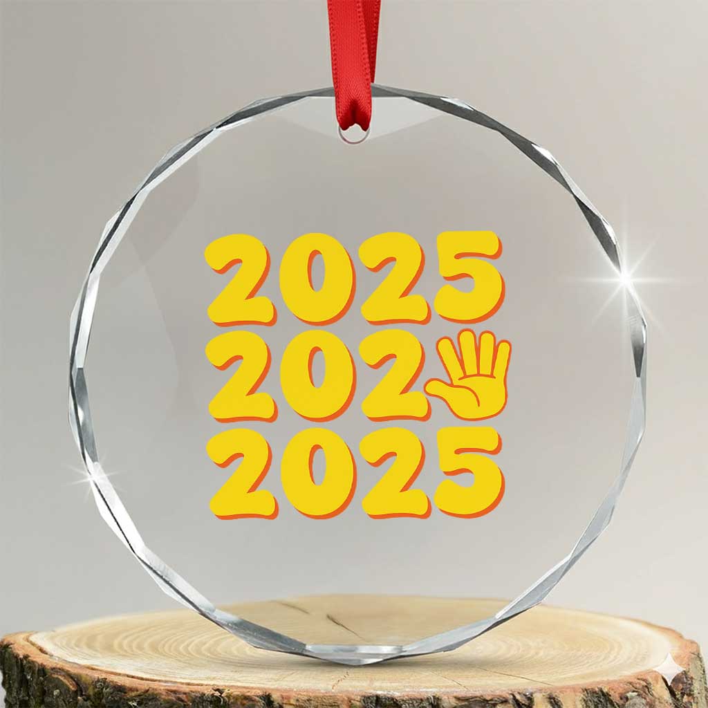 Funny Happy New Year 2025 Crystal Glass Ornament TS09
