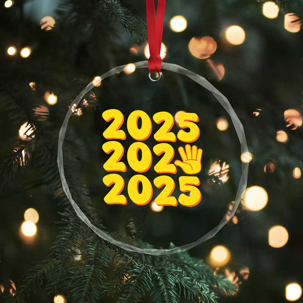 Funny Happy New Year 2025 Crystal Glass Ornament TS09