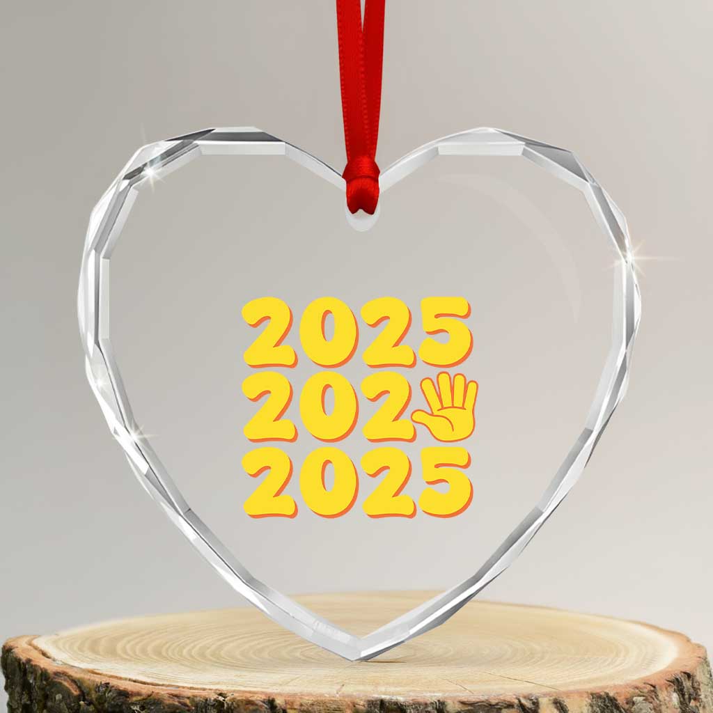 Funny Happy New Year 2025 Heart Crystal Glass Ornament - Wonder Print Shop