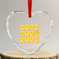 Funny Happy New Year 2025 Heart Crystal Glass Ornament - Wonder Print Shop