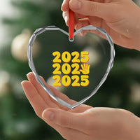 Funny Happy New Year 2025 Heart Crystal Glass Ornament - Wonder Print Shop