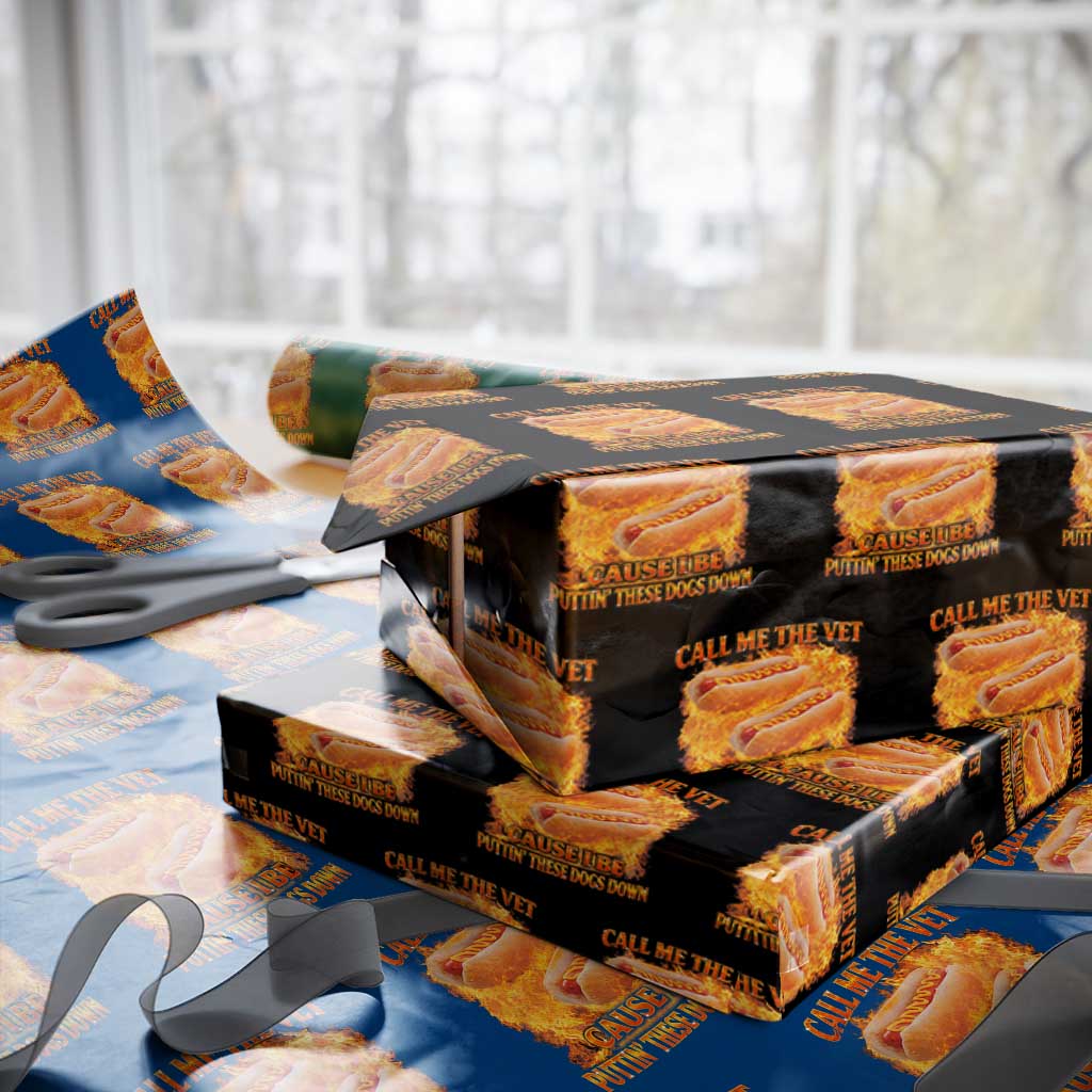 Funny Hard Hot Dog Meme Wrapping Paper Roll Call Me The Vet Cause I Be Bootleg - Wonder Print Shop