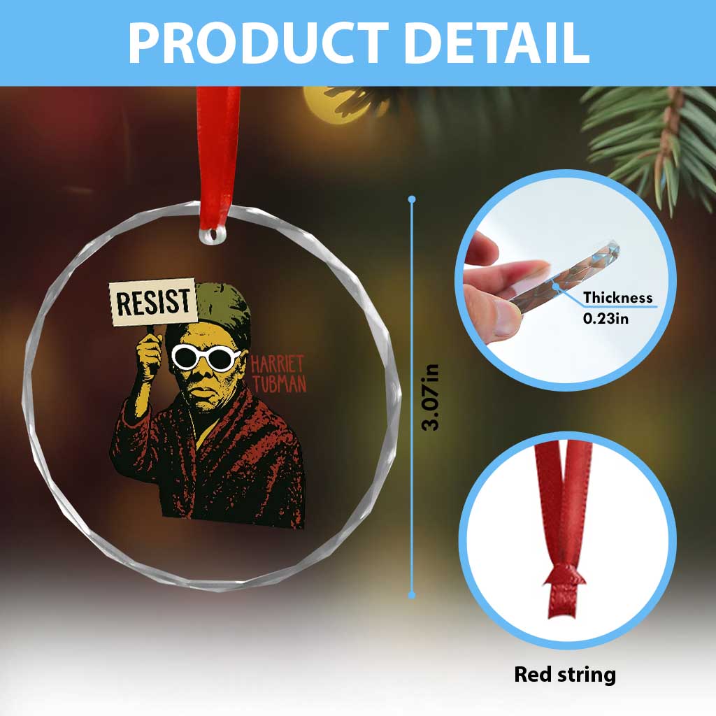 Funny Harriet Tubman Says Resist Crystal Glass Ornament Female Empowerment History Gift - Wonder Print Shop