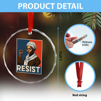 Funny Harriet Tubman Says Resist Crystal Glass Ornament Strong Black Woman Leader - Wonder Print Shop