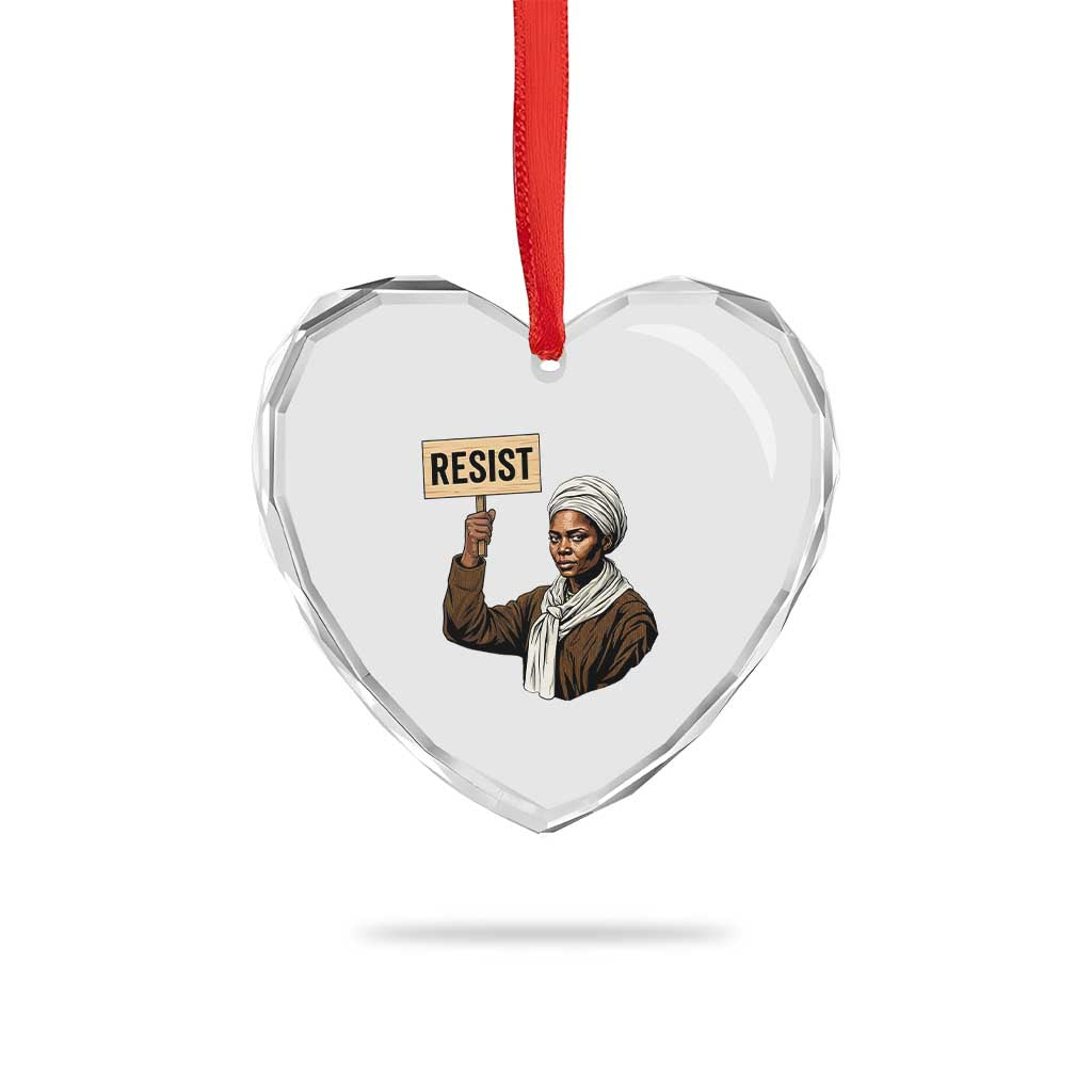 Funny Harriet Tubman Says Resist Heart Crystal Glass Ornament Black Pride Inspiration Gift - Wonder Print Shop