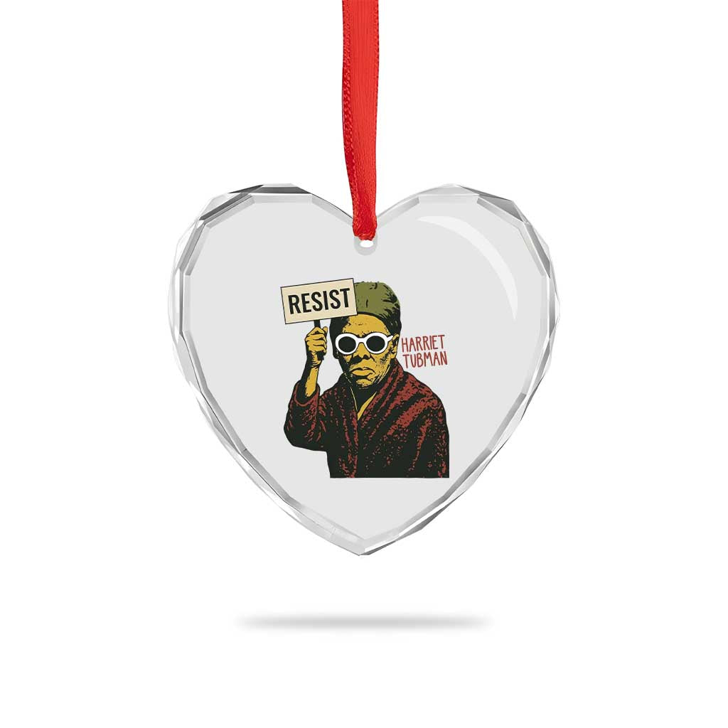 Funny Harriet Tubman Says Resist Heart Crystal Glass Ornament Female Empowerment History Gift - Wonder Print Shop