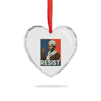 Funny Harriet Tubman Says Resist Heart Crystal Glass Ornament Strong Black Woman Leader - Wonder Print Shop