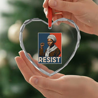 Funny Harriet Tubman Says Resist Heart Crystal Glass Ornament Strong Black Woman Leader - Wonder Print Shop