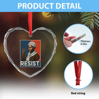 Funny Harriet Tubman Says Resist Heart Crystal Glass Ornament Strong Black Woman Leader - Wonder Print Shop