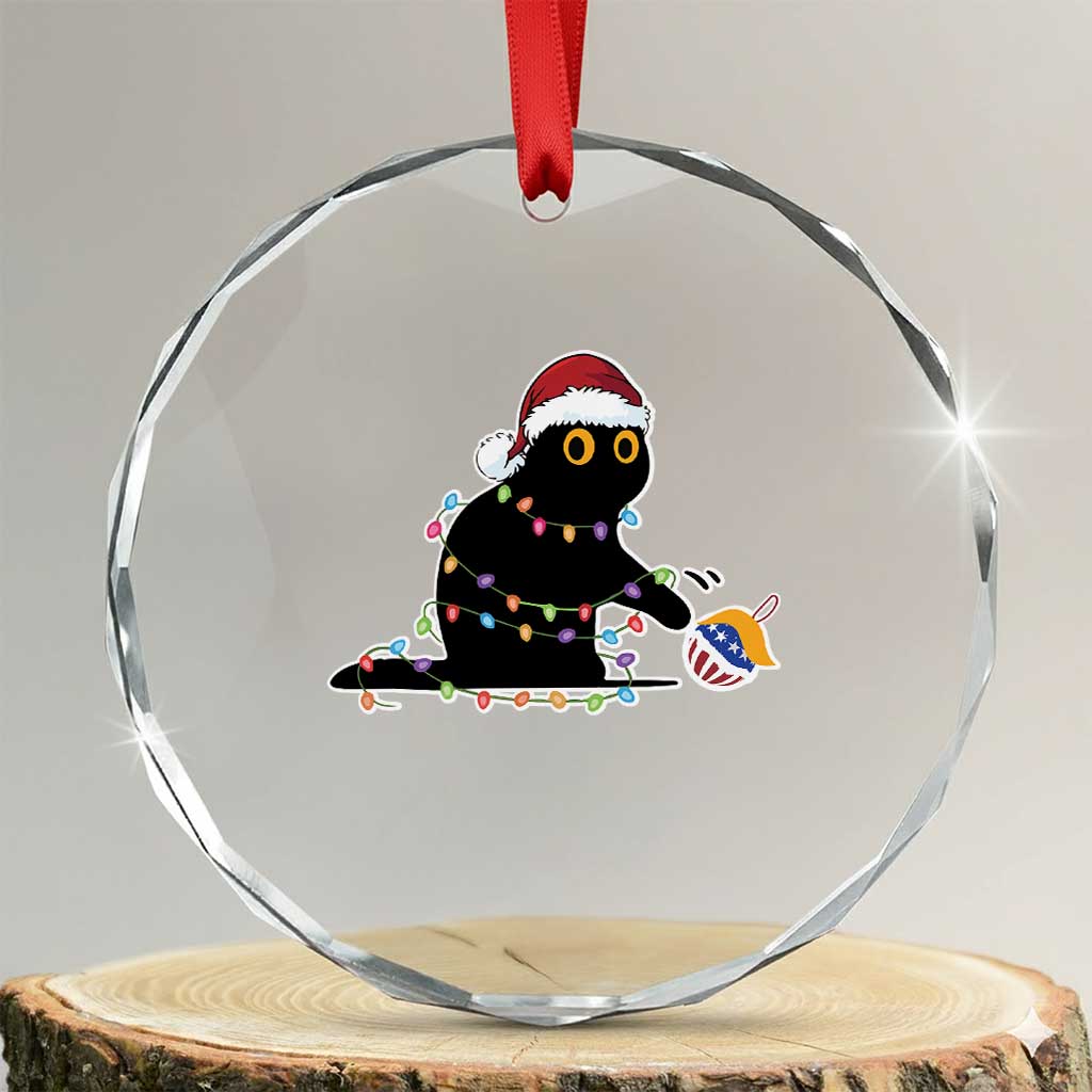 Funny Harris Supporter Crystal Glass Ornament Xmas Black Cat With Bauble TS11