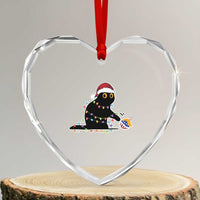 Funny Harris Supporter Heart Crystal Glass Ornament Xmas Black Cat With Bauble - Wonder Print Shop