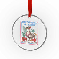 Funny Hawaiian Beach Vacation Graphic Crystal Glass Ornament Tropical Goose On The Loose