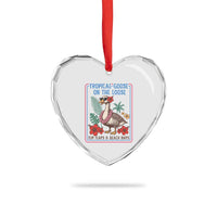 Funny Hawaiian Beach Vacation Graphic Heart Crystal Glass Ornament Tropical Goose On The Loose