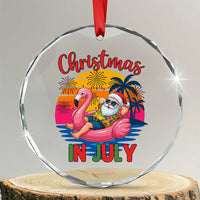 Funny Hawaiian Christmas Crystal Glass Ornament Santa Beach Tropical Xmas - Wonder Print Shop
