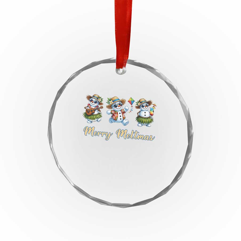 Funny Hawaiian Snowman Summer Graphic Crystal Glass Ornament Merry Meltmas