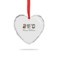 Funny Hawaiian Snowman Summer Graphic Heart Crystal Glass Ornament Merry Meltmas
