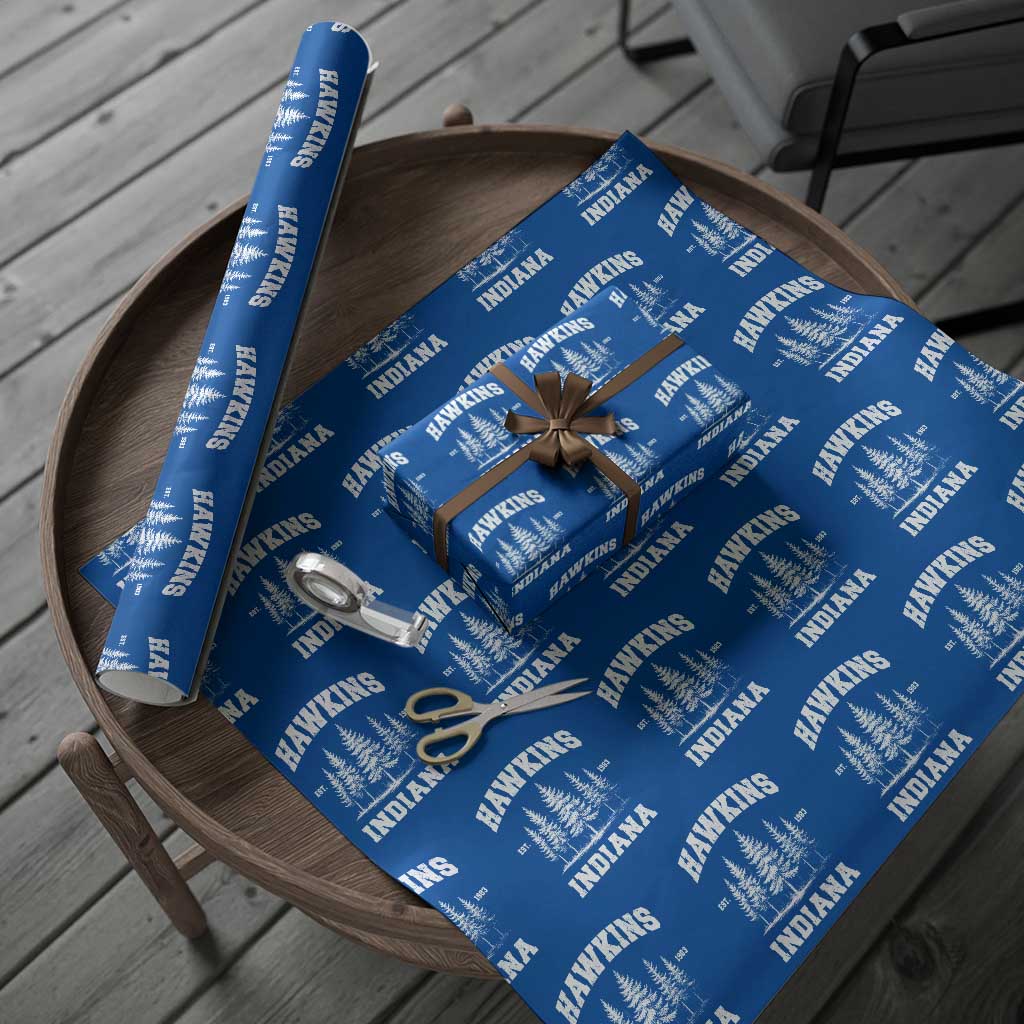 Funny Hawkins Sci Fi Lover Wrapping Paper Roll Indiana Strangers Pine Tree - Wonder Print Shop