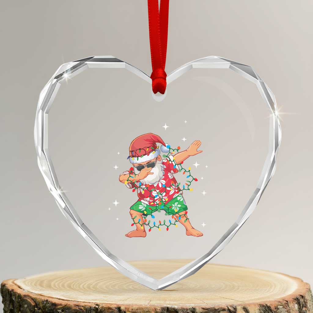 Funny Heart Crystal Glass Ornament Dabbing Santa Boys Girls Men Xmas Dab Kid - Wonder Print Shop