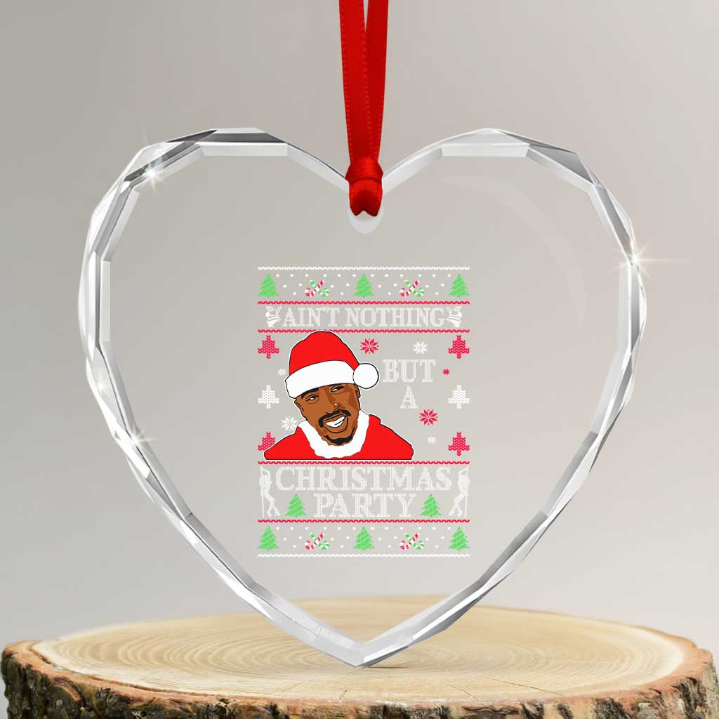 Funny Heart Crystal Glass Ornament Funny Ain't No Party Like a Diddy Party Ugly Christmas Sweater - Wonder Print Shop
