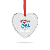 Funny Heart Crystal Glass Ornament Sharkmas Shark Lights Red Santa Hat Jaw Ready For This - Wonder Print Shop