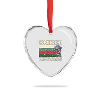 Funny Heart Crystal Glass Ornament Skibidi Rizzmas Rizz Santa Clause Skating Board Xmas Retro Stripe - Wonder Print Shop