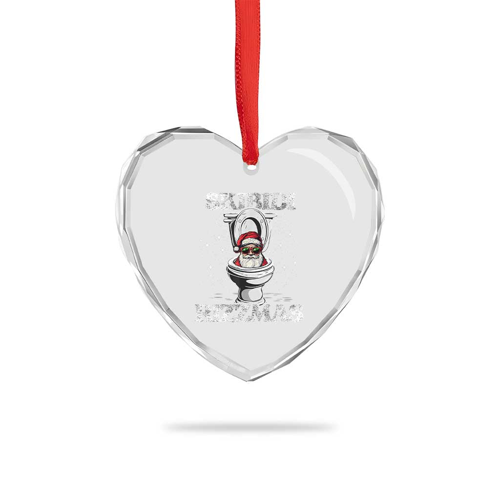 Funny Heart Crystal Glass Ornament Skibidi Rizzmas Rizz Santa Toilet Kid Cool - Wonder Print Shop