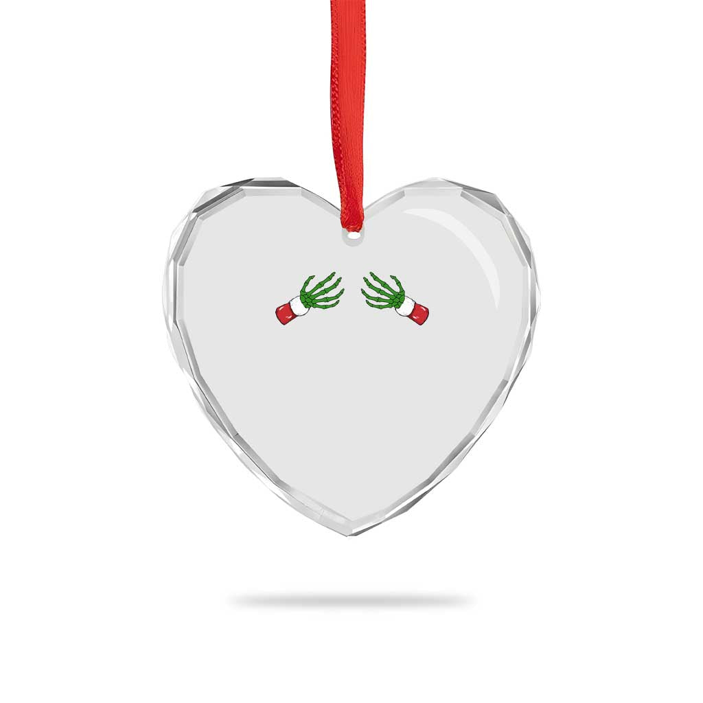 Funny Heart Crystal Glass Ornament Women's Boob Skeleton Hand - Wonder Print Shop