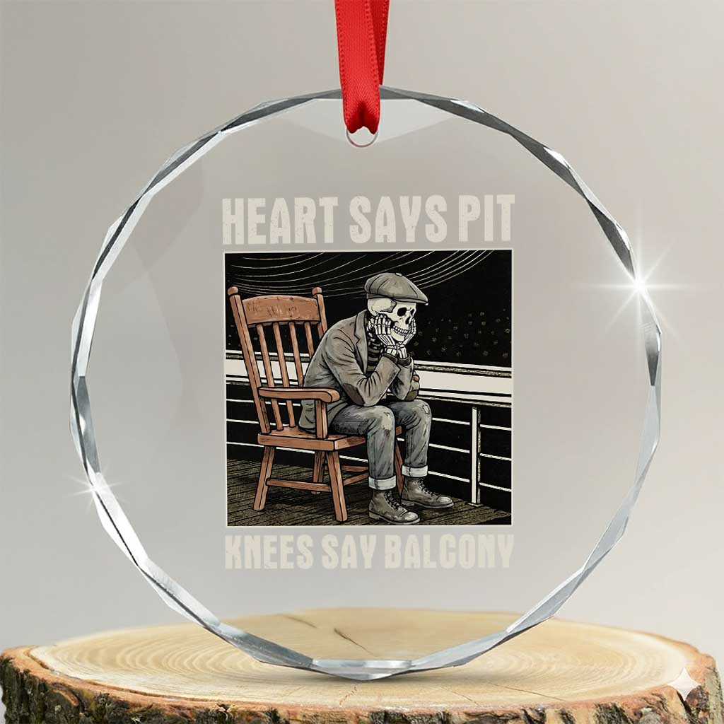 Funny Heart Says Pit Knees Say Balcony Crystal Glass Ornament Old Skeleton - Wonder Print Shop