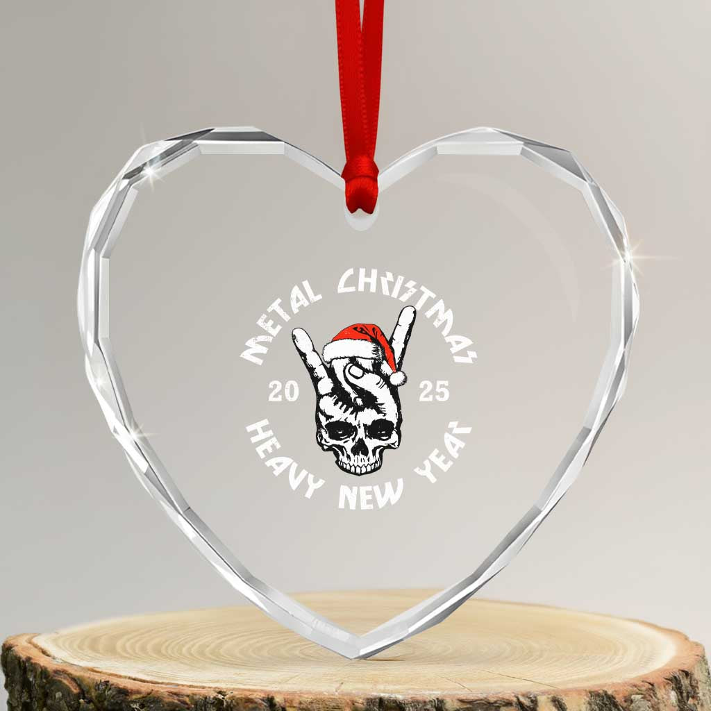 Funny Heavy Metal Heart Crystal Glass Ornament Metal Christmas Heavy New Year Rock Hand Sign - Wonder Print Shop