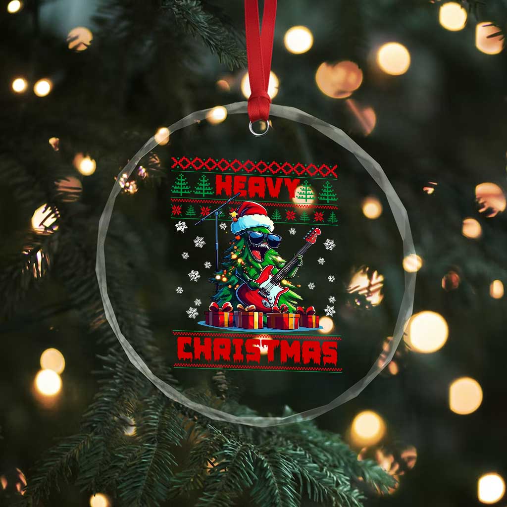 Funny Heavy Xmas Rock Band Guitarist Crystal Glass Ornament TS09